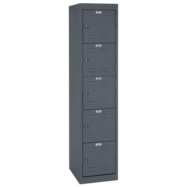 Sandusky 66 in. H x 15 in. W x 18 in. D 5-Tier Welded Steel Storage Locker in Carcoal