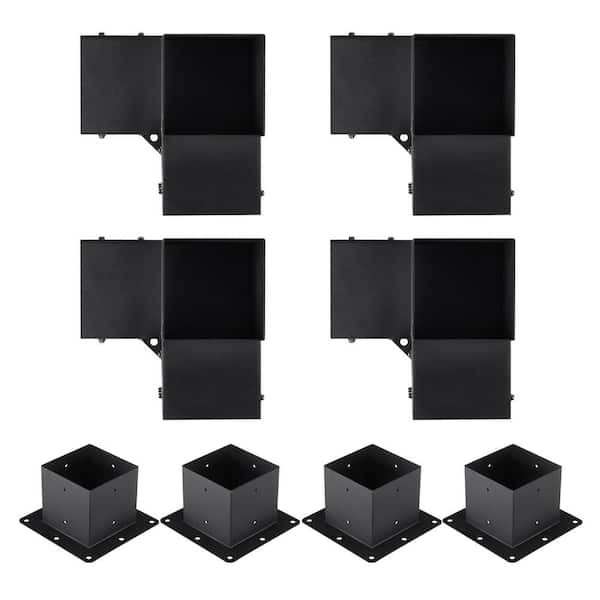 SVOPES 6 x 6 in. Pergola Bracket Kit (5.6 x 5.6 in. Inner Size), 8-Pieces Heavy-Duty 3-Way Corner Brackets, DIY Woodworks