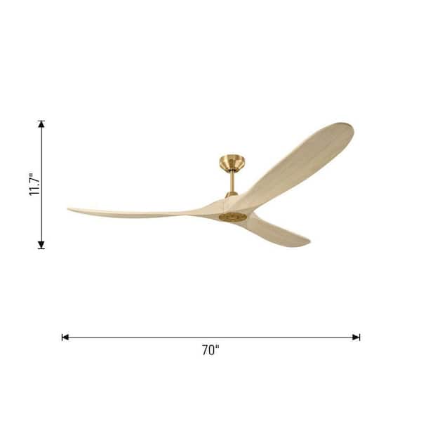 Generation Lighting - Maverick Smart 70 in. Indoor/Outdoor Burnished Brass Modern Ceiling Fan with Remote Included