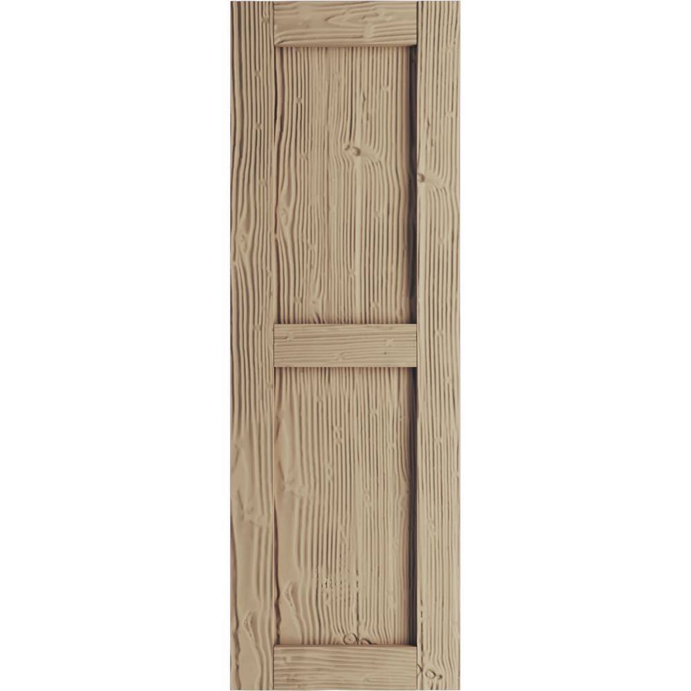 12 in. x 86 in. Timberthane Polyurethane 2-Equal Panel Flat Panel Sandblasted Faux Wood Shutters Pair