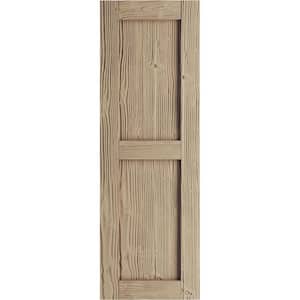 15 in. x 72 in. Flat Panel Timberthane Polyurethane 2 Equal Panel Sandblasted Faux Wood Shutters Pair