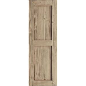 18 in. x 86 in. Timberthane Flat Panel Polyurethane 2-Equal Panel Sandblasted Faux Wood Shutters Pair