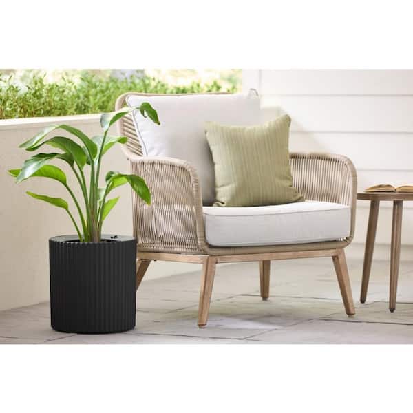 Eilish Medium Black Plastic Round Planter with Adjustable Height and Drainage Holes (13 in. L x 10 in. W x 13 in. H)