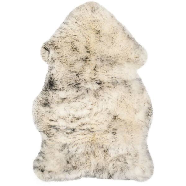 Sheep Skin 2 X 3 Ivory/Smoke Gray Solid Color Accent Rug