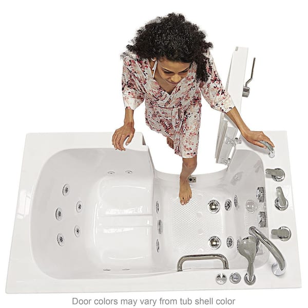 Capri 52 in. x 30 in. Acrylic Walk-In Whirlpool Bath in White with Left Outward Swing Door and Fast Fill/Drain