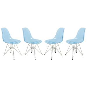 Cresco Transparent Blue Side Chair Set of 4