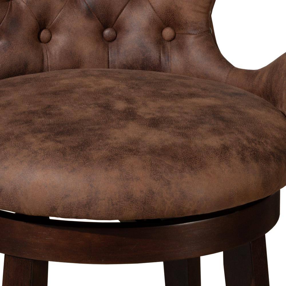 Mid-City 26" Brown Faux Leather Swivel Counter Stool