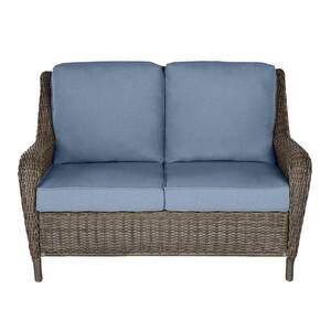 Hampton Bay Cambridge Brown Wicker Outdoor Patio Loveseat with ...