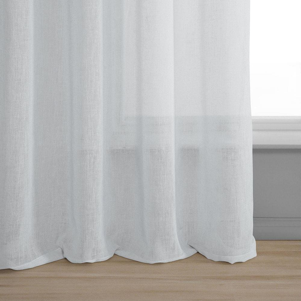 Aspen White Grommet Faux Linen Sheer Curtain Panel 50x96