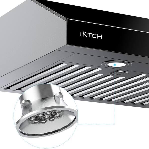 EVERKITCH 30 inch Under Cabinet Range Hood Kitchen Vent Hood,Built in Range Hood for Ducted in Stainless Steel, with Permanent Stainless Steel