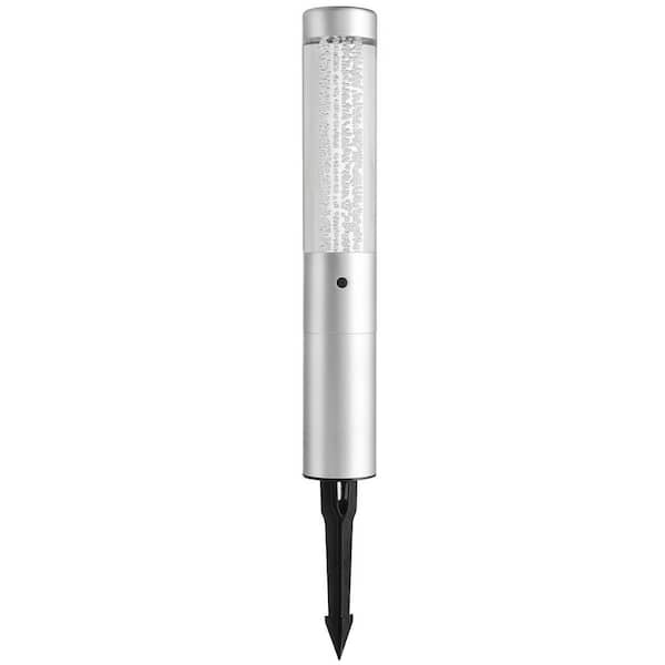 Hampton Bay Andalusia 40 Lumen Low Voltage Hardwired Silver Color Changing Integrated LED Outdoor Bollard Light with Remote