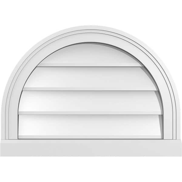Ekena Millwork 22 in. x 16 in. Round Top White PVC Paintable Gable Louver Vent Non-Functional