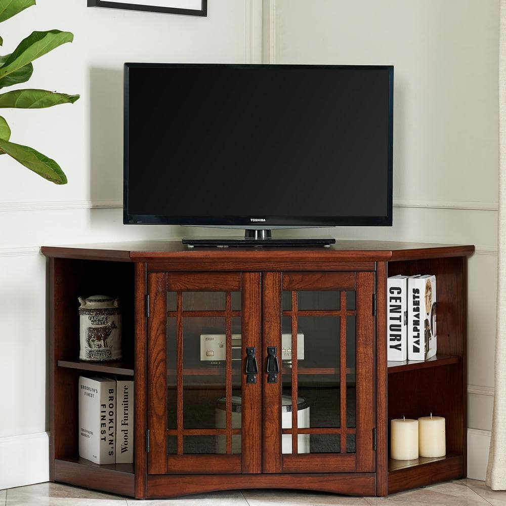 Riley Holliday Mission Oak Corner TV Stand for 50-inch TVs