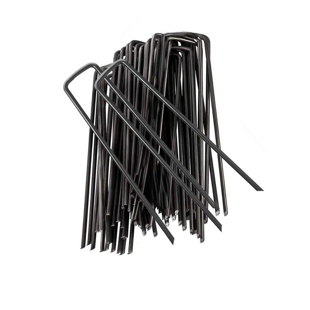 6 in. Heavy Duty U-Shaped Steel Landscape Staples for Securing Weed Barrier, Landscape Fabric, Netting, and More