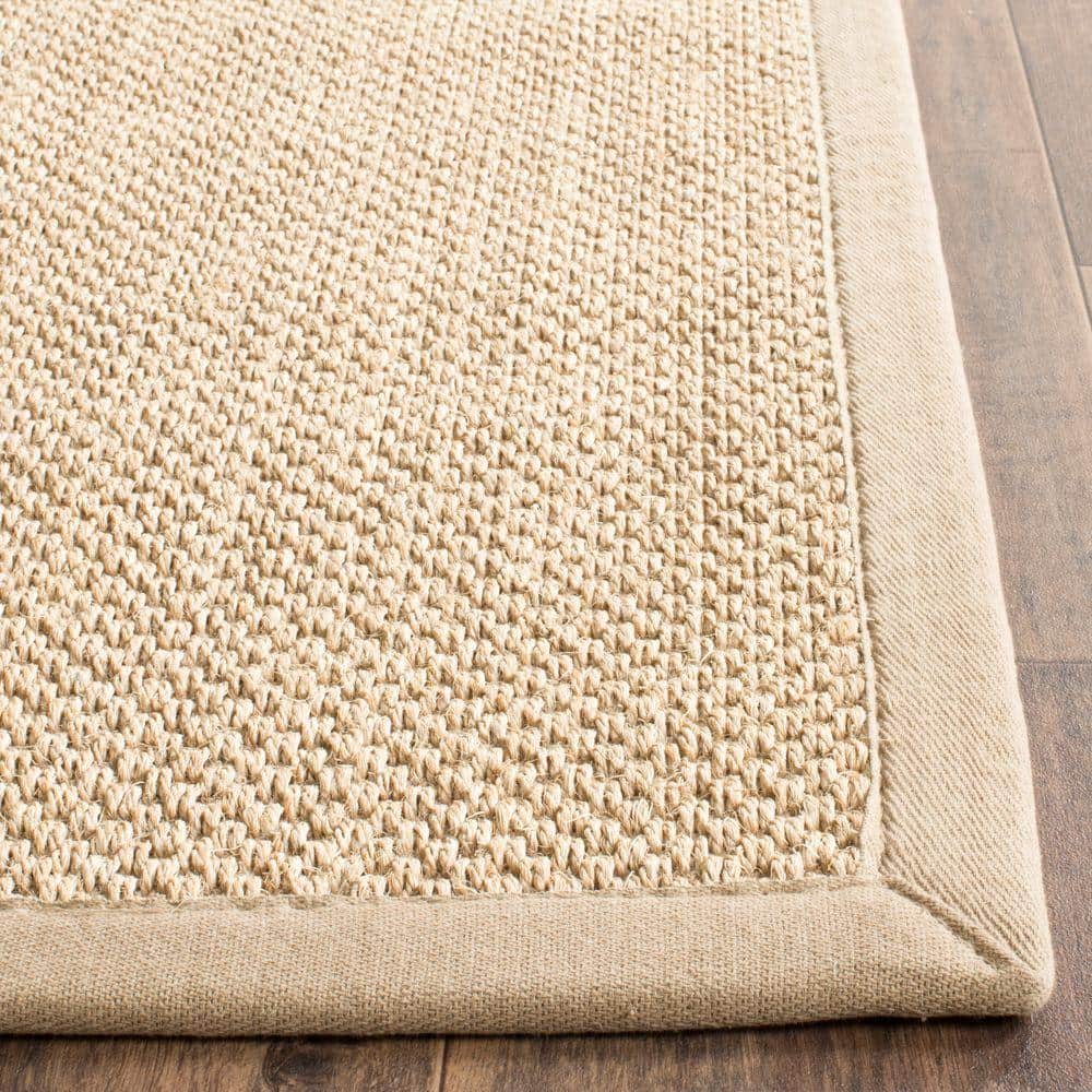 Maize and Linen Natural Fiber Runner Rug with Cotton Border