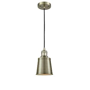 Addison 1-Light Antique Brass Cone Pendant Light with Antique Brass Metal Shade