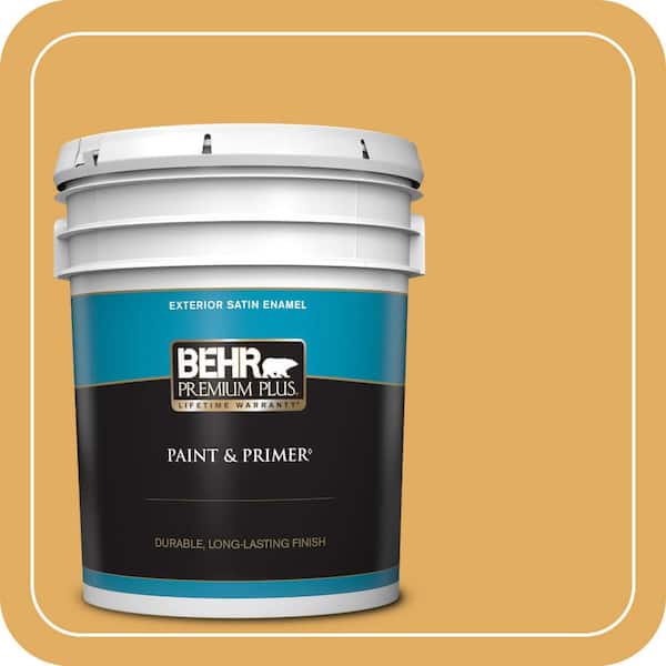 BEHR PREMIUM PLUS 5 gal. #310D-5 Sahara Shade Satin Enamel Exterior Paint & Primer