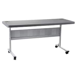 60 in. Charcoal Plastic Folding Flip-N-Store Training Table