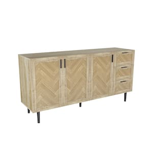 62 in. W x 16 in. D x 24 in. H MDF Ready to Assemble Buffet Cabinet   Pantry With Storage in Brown