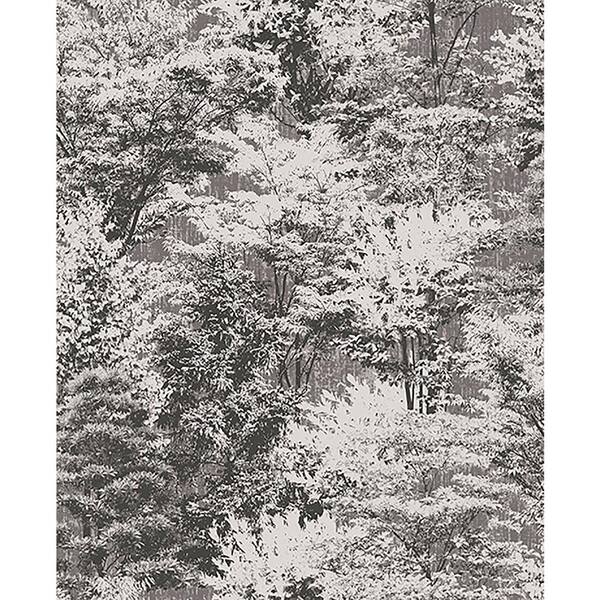 Crown 56.4 sq. ft. Camphor Charcoal Trees Wallpaper