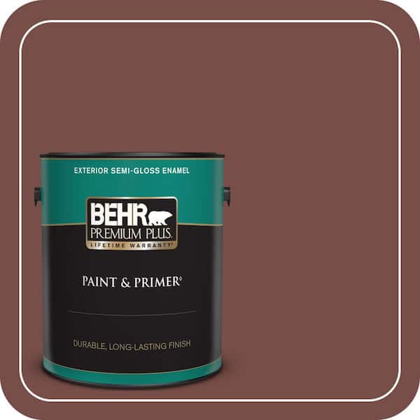 BEHR PREMIUM PLUS 1 gal. #170F-7 Leather Bound Semi-Gloss Enamel Exterior Paint & Primer