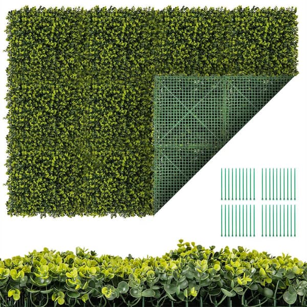 12 PCS 20 in. x 20 in. x 3 in. Plastic Garden Fence Artificial Hedge Boxwood Panels with Realistic Undulant surface