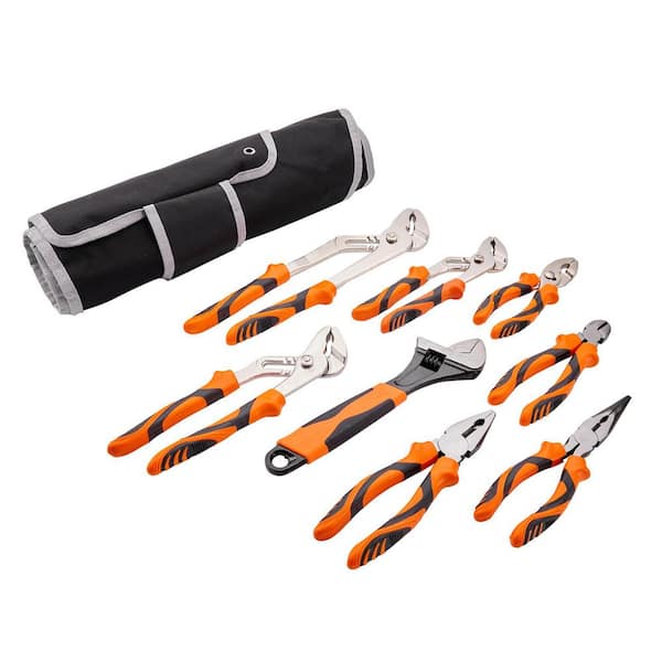 8-Piece Pliers Set, High Carbon Steel, Groove, Linesman's, Slip, Long Nose Pliers, Diagonal Cutter, Adjustable Wrench