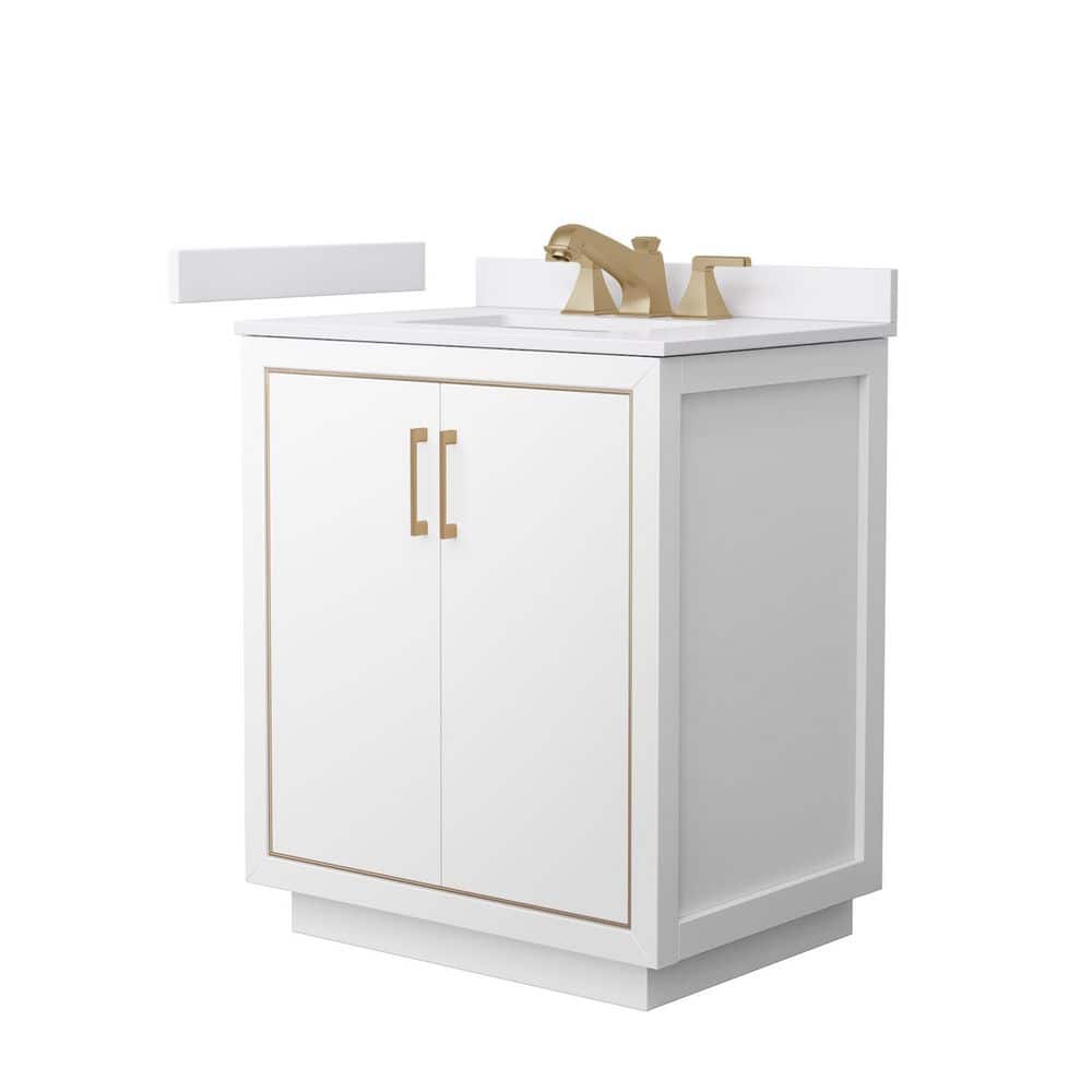Icon 30 in. Single Freestanding White Bath Vanity with White Cultured Marble Top Assembled price history on PriceWatchPro