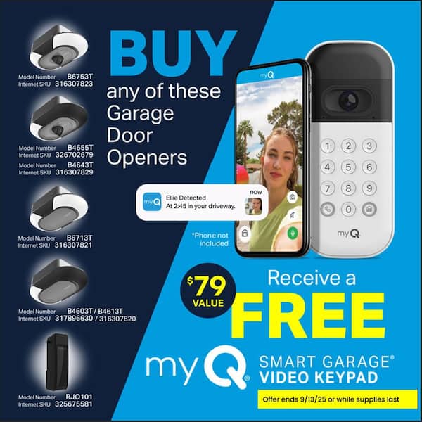 Secure View 3/4 HP LED Quiet Belt Drive Smart Garage Door Opener with Integrated Security Camera and Battery Backup