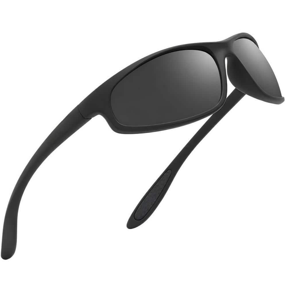 Wudkey Rectangular Polarized Sports Sunglasses, UV400 Protection, Black (1‑Pack), Lightweight Anti‑Glare Outdoor Sunglasses