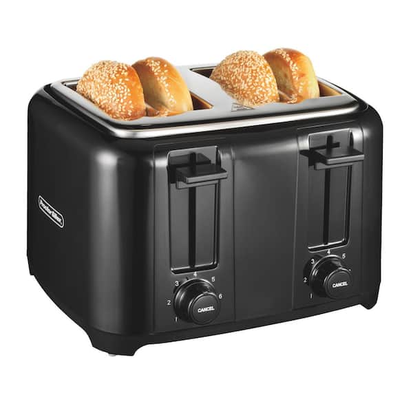 Proctor Silex 4-Slice Black Wide Slot Toaster with Crumb Tray and Automatic Shut-Off