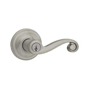 Lido Satin Nickel Exterior Entry Door Handle featuring SmartKey Security