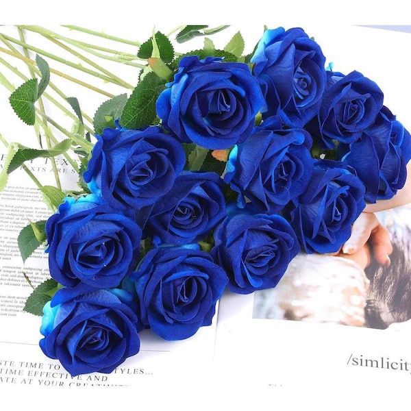 14 in. Indoor/Outdoor Blue Artificial Roses UMZ1TJ - The Home Depot