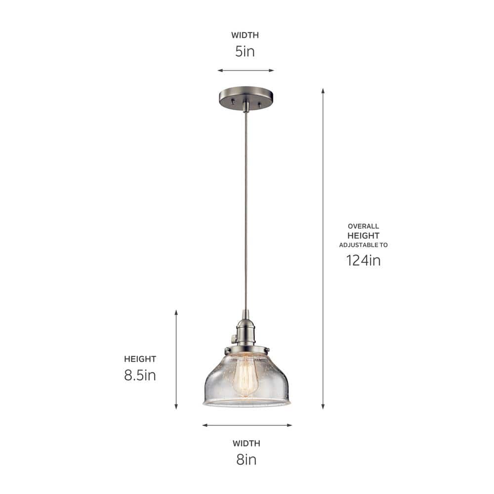 Avery 8.5" Brushed Nickel Mini Pendant with Clear Glass