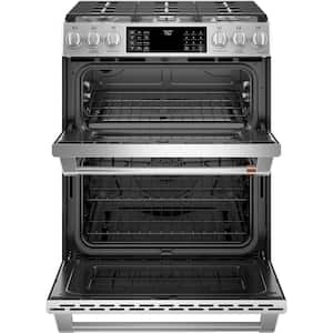 30 in. 6.7 cu. ft. Smart Slide-In Double Oven Gas Range in Stainless Steel with True Convection, Air Fry