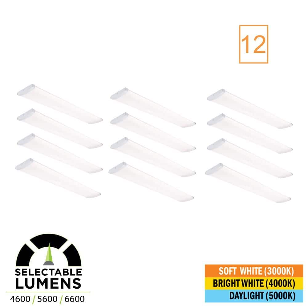 12-Pack 4 ft. x 8.9 in. 4600/5600/6600 Lumens Integrated LED White Wraparound Light Selectable CCT 3000K 4000K 5000K price history on PriceWatchPro