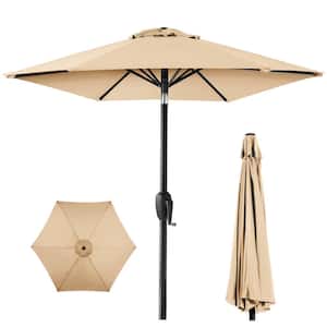 7.5 ft Heavy-Duty Outdoor Market Patio Umbrella with Push Button Tilt, Easy Crank Lift in Sand