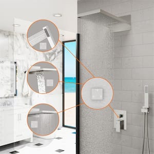 3-Spray Patterns with 9in. Waterfall and Rainfall Shower Head Wall Mount Dual Shower Heads Hand Shower in Brushed Nickel