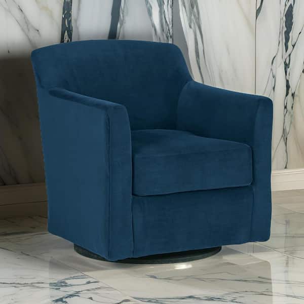 Leena Blue Polyester Side Chair with Shelter Style Arms and Black Wood