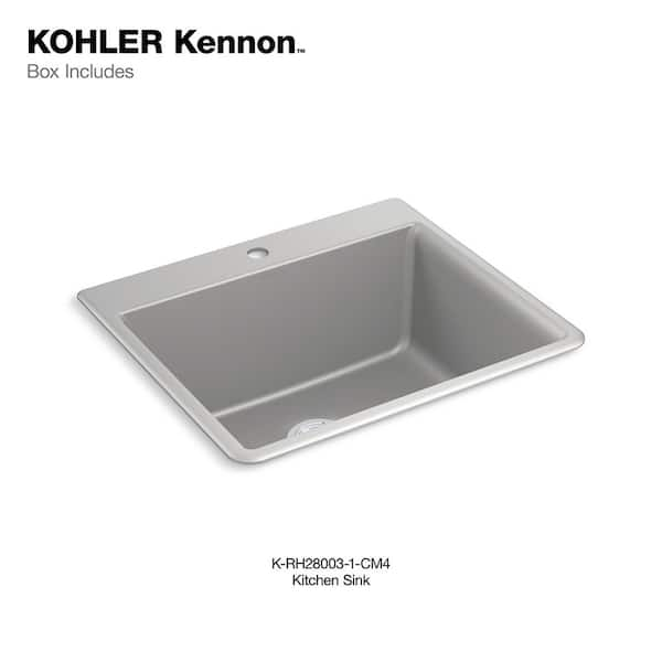 Kohler K-28003-1-CM1 Matte Black Kennon 25 x 22 x 10-5/8 Neoroc Top-mount/undermount Single-Bowl Kitchen Sink