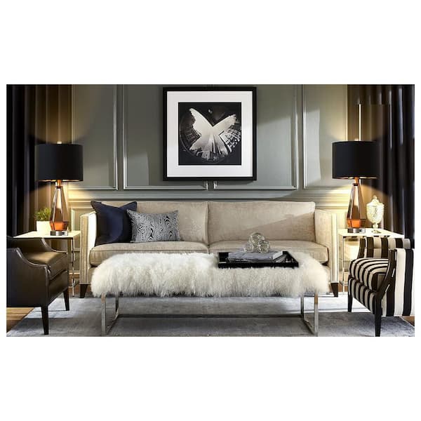 25 in. Mirrored Glass Table Lamps (Set of 2), Modern Silver Geometric Tall Bedside Lamps with USBS for Living Room Decor