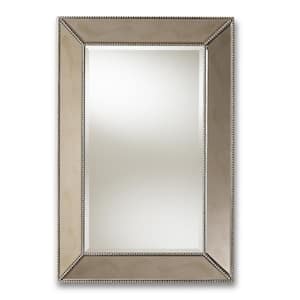 Medium Rectangle Antique Silver Contemporary Mirror (36 in. H x 24 in. W)
