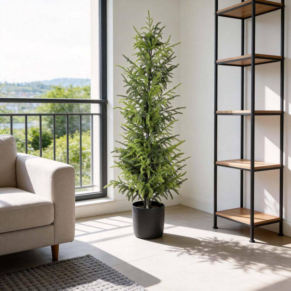 False Tree 4 ft. Artificial Real Touch Pine Tree Fake Plant Faux Tree Floor Plant ...