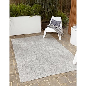 Outdoor Solid Solid Light Gray 2 ft. x 3 ft. Area Rug