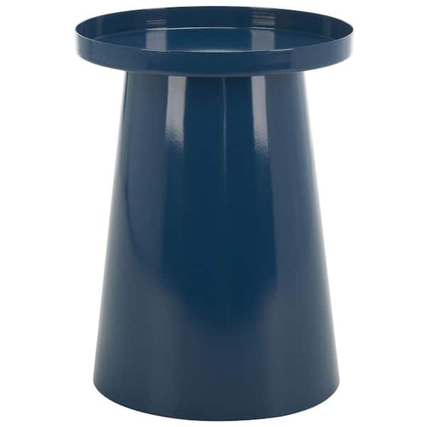 SAFAVIEH Efer 15.8 in. Navy Blue Round Metal End Table