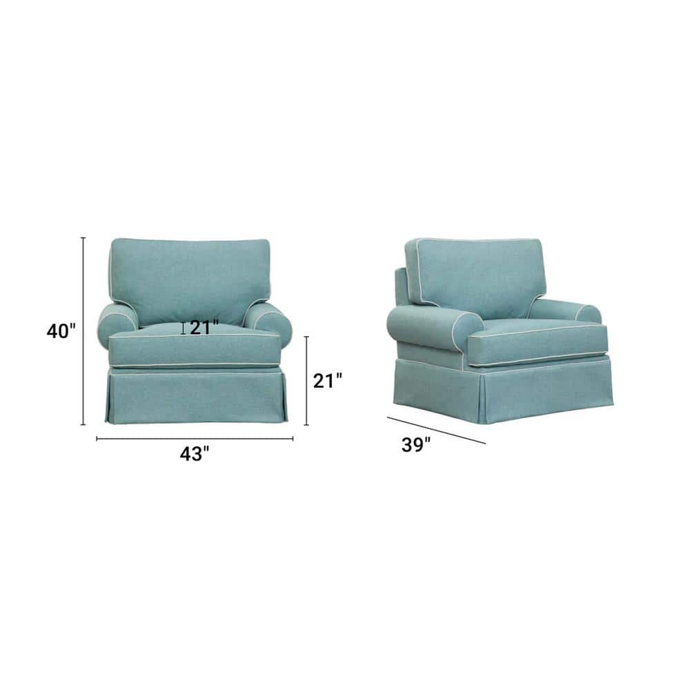 Aqua Upholstered Arm Chair with Reversible Cushions