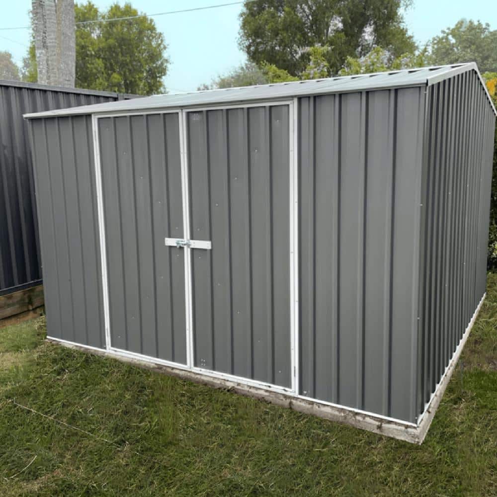 Absco Premier 10' x 10' Gray Galvanized Steel Storage Shed
