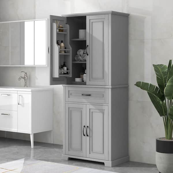 Gray 72.2 in. Accent Storage Cabinet with Drawer, Adjustable Shelves and Storage Doors for Home Office