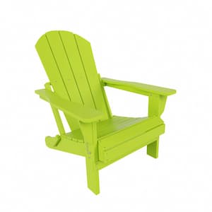 Addison Poly Plastic Folding Outdoor Patio Traditional Adirondack Lawn Chair in Lime