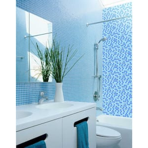 Landscape Danube Blue Square Mosaic 3 in. x 3 in. Glossy Textured Glass Wall Pool and Floor Tile Sample